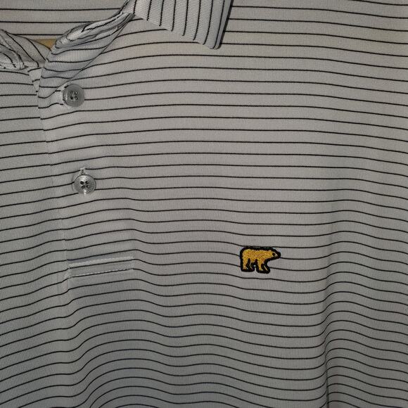 Jack Nicklaus Polo Shirt Men’s Large White Black Stripe Golf Shirt Golden Bear - Picture 3 of 8